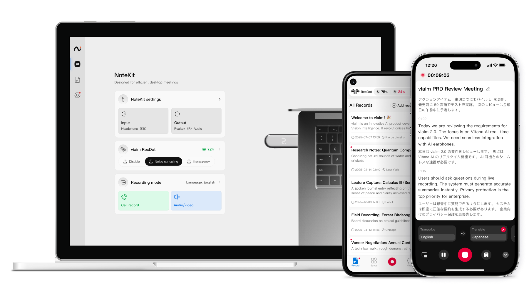 viaim AI Recording Earbuds