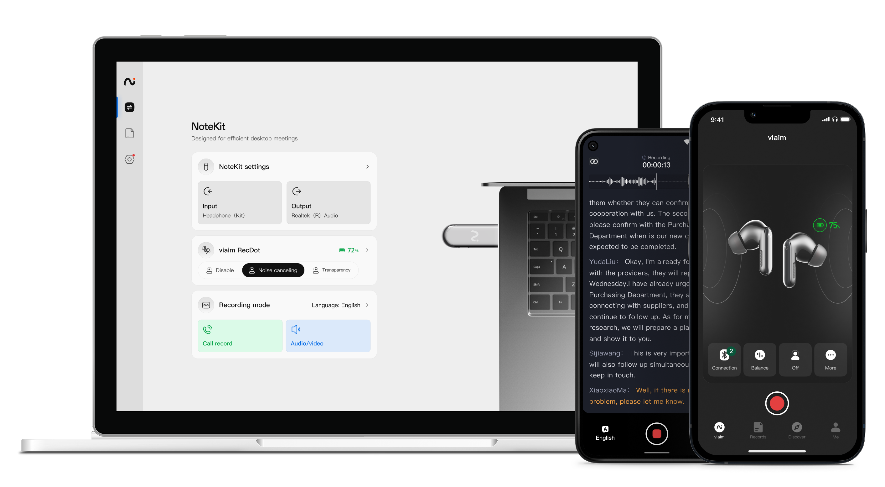 viaim AI Recording Earbuds